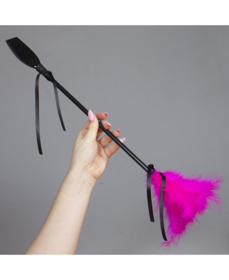 Cravache avec plumeau rose 50 cm 